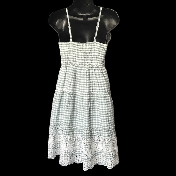 Jessica Simpson Embroidered Boho Women's Ginghan Print Layered Hem Dress NEW - Picture 5 of 16